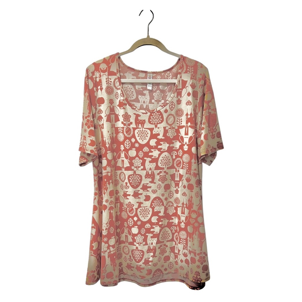 LaLaRoe Size 2XL Snow White Theme Pink and Cream Patterned Top